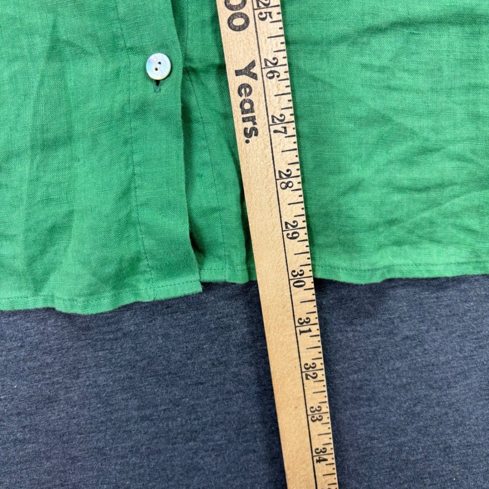 J Jill Shirt Womens 3X Linen Button Up  Relaxed Roll Tab Sleeve Green Coastal - Picture 3 of 11